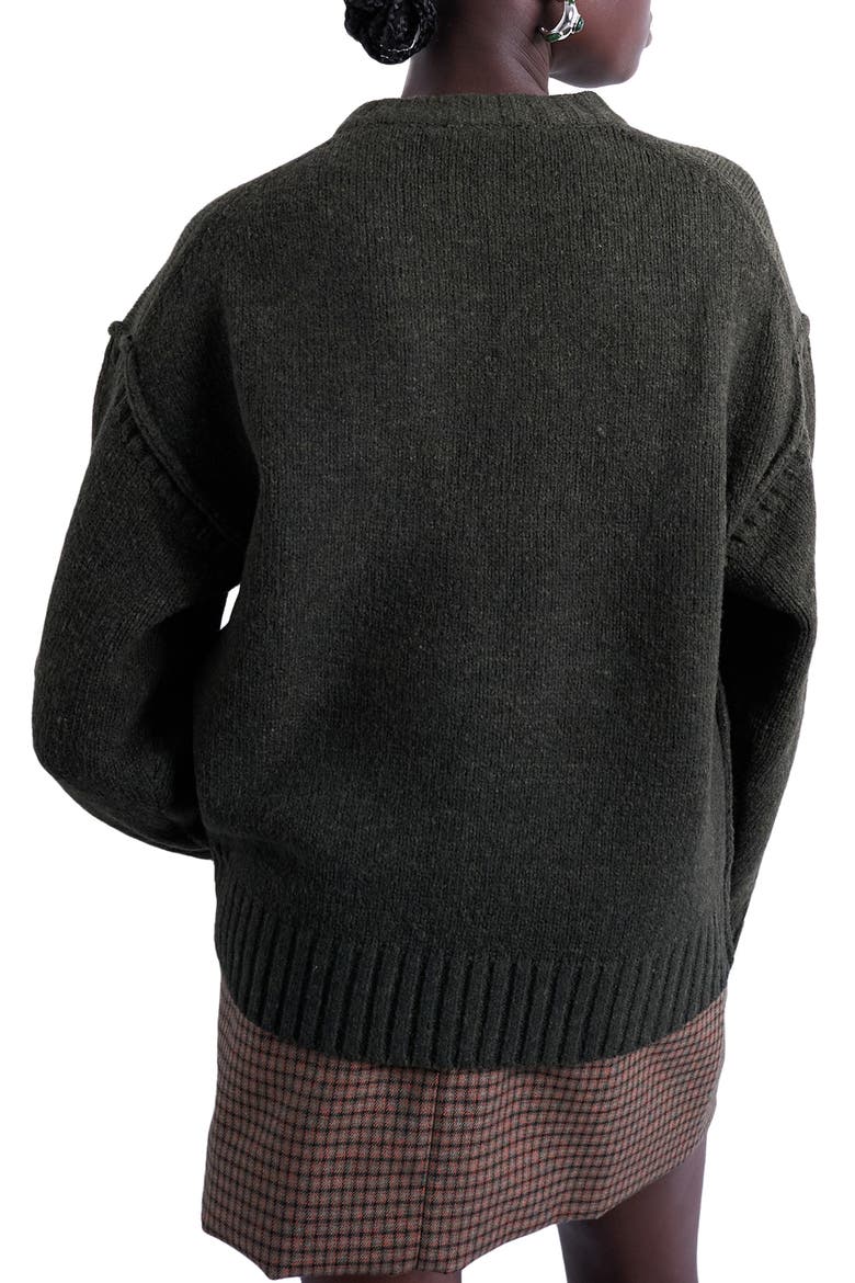 Exposed Seam Relaxed Fit Sweater, Alternate, color, KHAKI GREEN