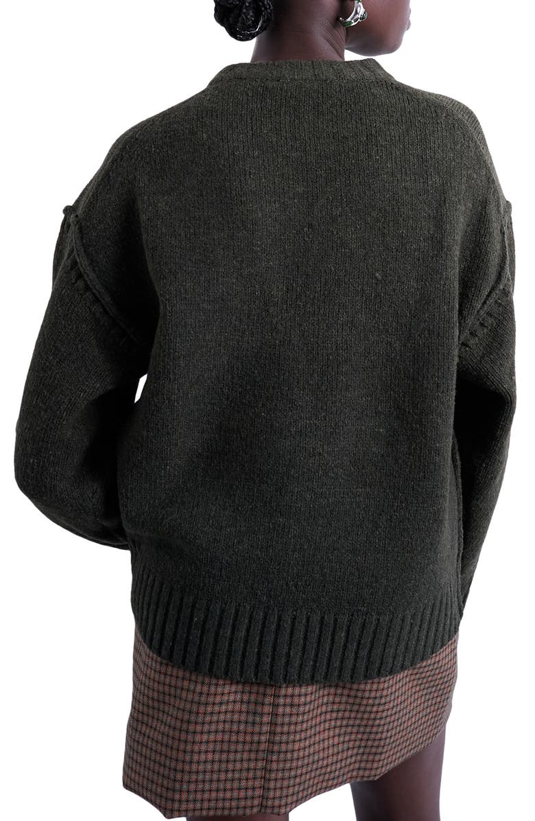 Topshop Exposed Seam Relaxed Fit Sweater, Alternate, color, Khaki Green