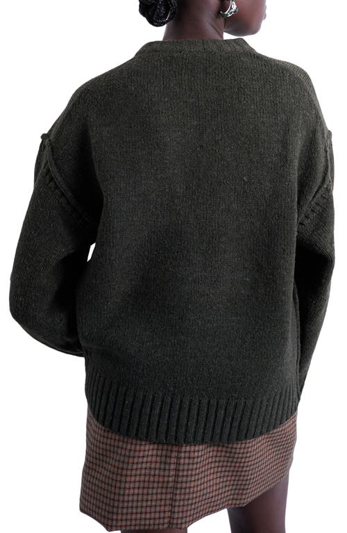 Topshop Exposed Seam Relaxed Fit Sweater In Green