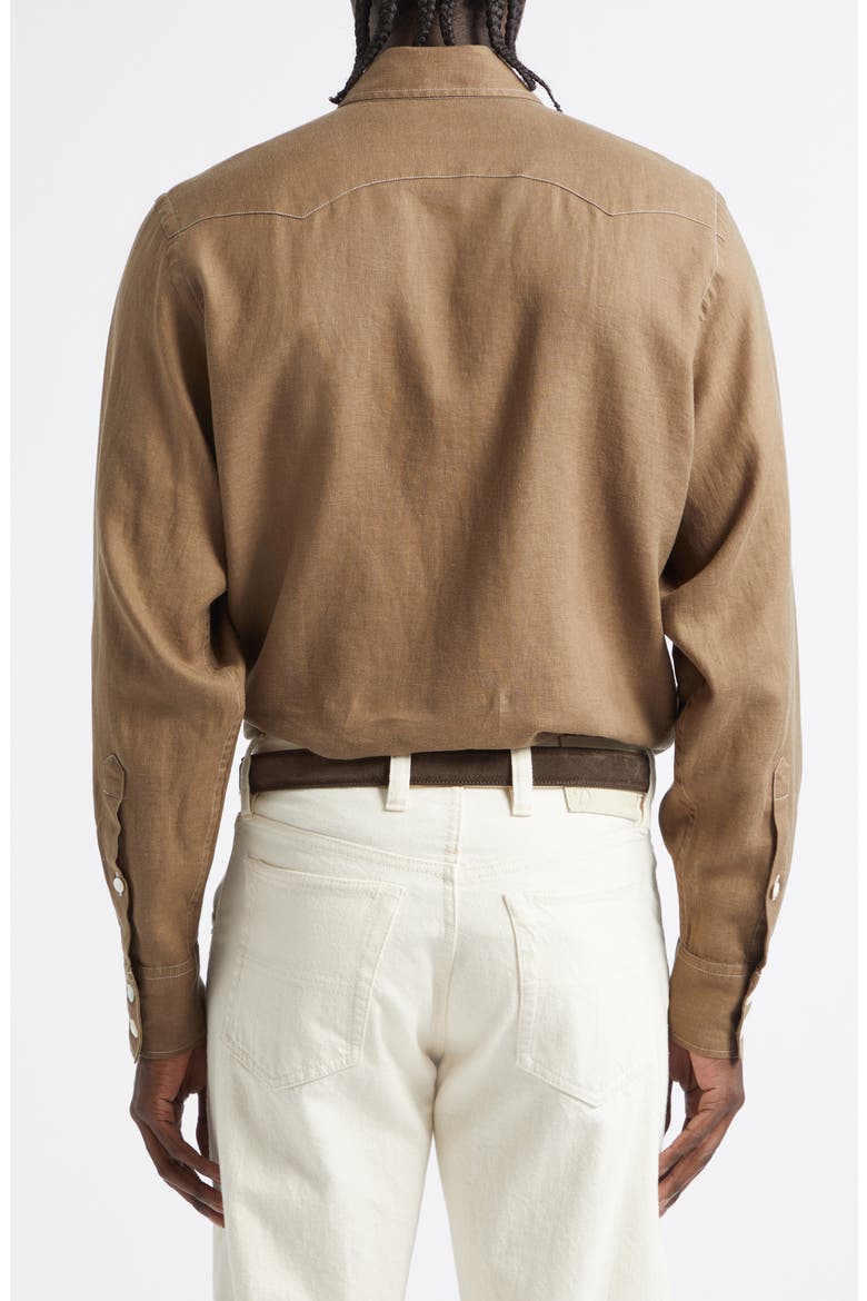 Western Linen Button-Up Shirt, Alternate, color, BROWN