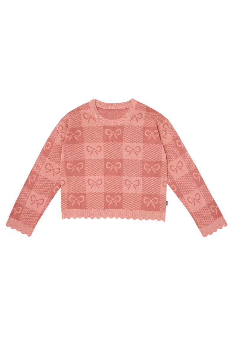 Jacquard Sweater Knit Top and Pant Set, Alternate, color, Pink Ribbons