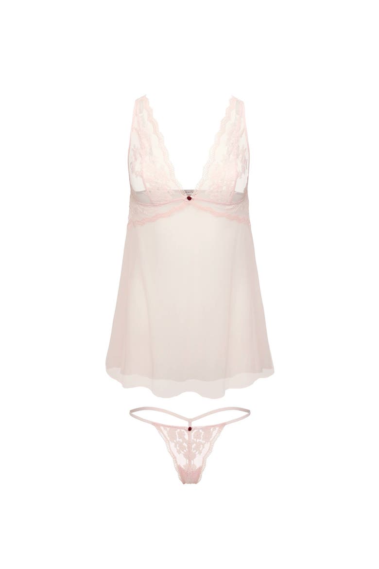 Nedda Babydoll Lingerie, Alternate, color, Light pink