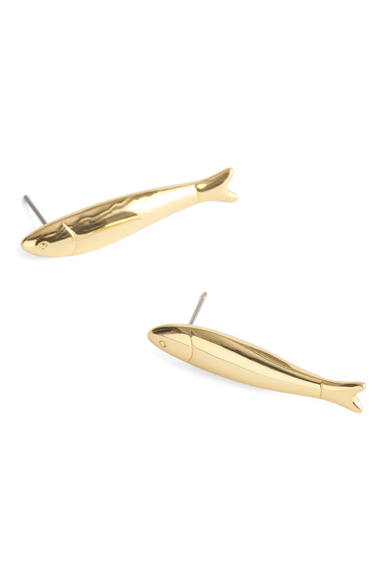 Fish Drop Earrings, Main, color, ANTIQUE GOLD