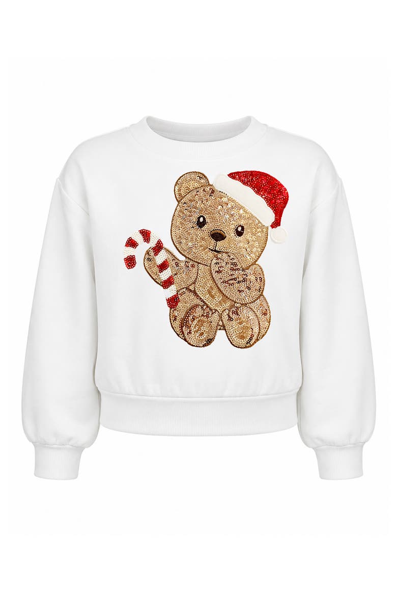 Kids' Sequin Bear Sweatshirt, Main, color, IVORY