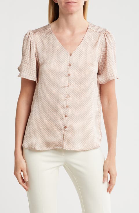 V-Neck Button Top