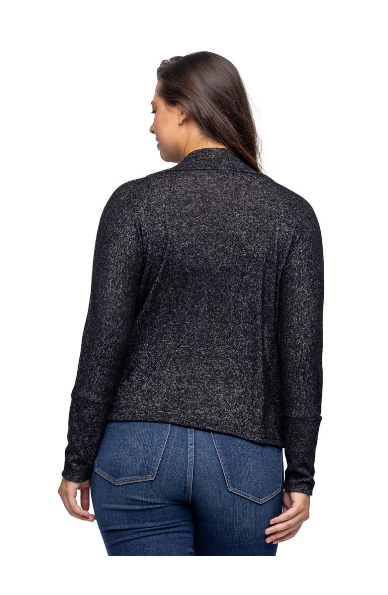 24seven Comfort Apparel Curved Hem Open Front Long Womens Bolero Shrug, Alternate, color, Black