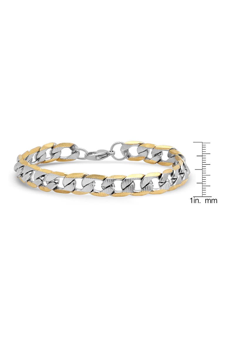Men's Two Tone Curb Chain Bracelet, Alternate, color, GOLD