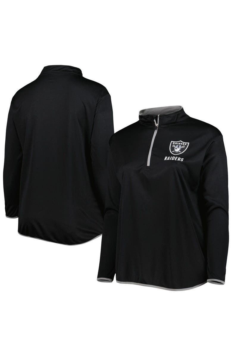 FANATICS Women's Fanatics Branded Black Las Vegas Raiders Plus Size Worth the Drive Quarter-Zip Top, Main, color, 