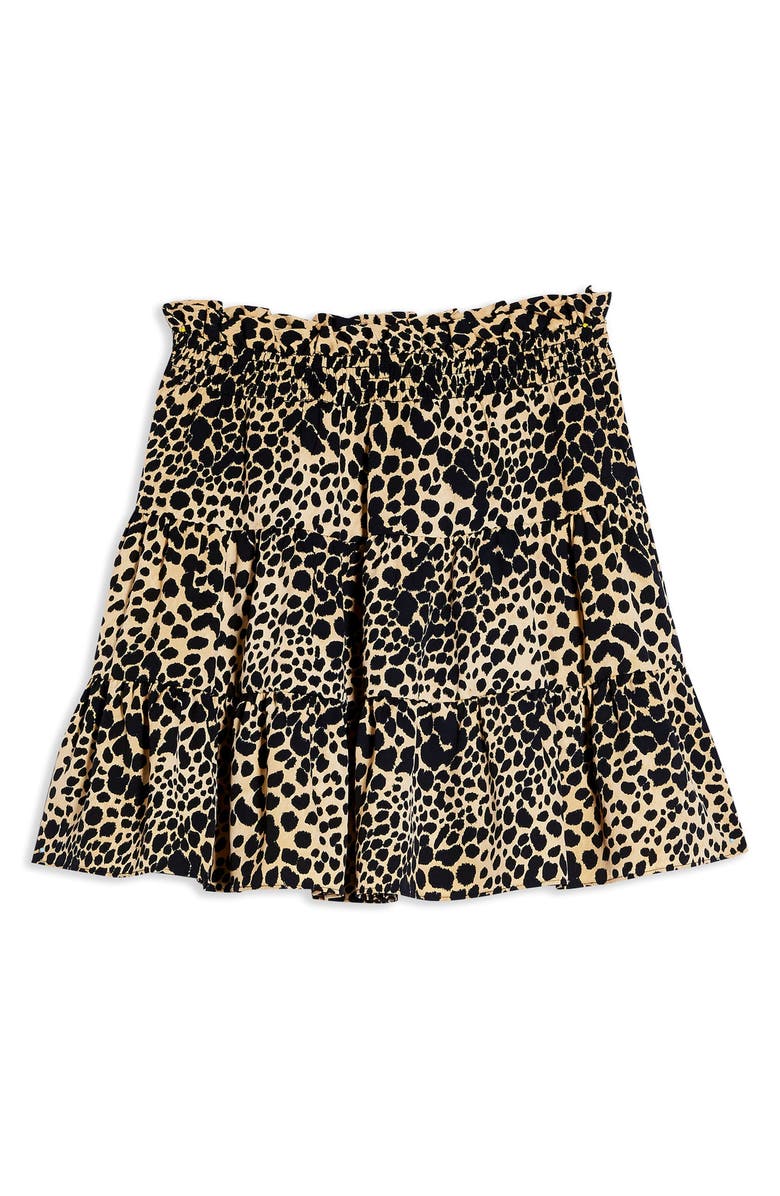 Topshop Shirred Animal Print Miniskirt, Alternate, color,