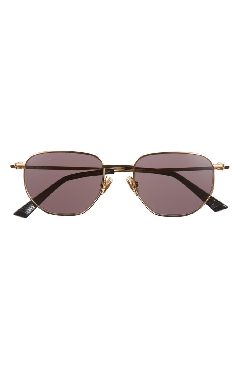 Bottega Veneta 52mm Pilot Sunglasses, Main, color, Gold/Grey