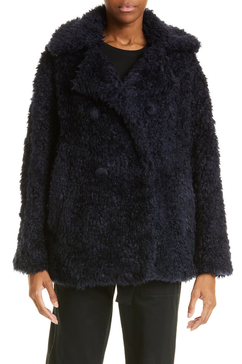 Faux Shearling Jacket, Main, color, NAVY