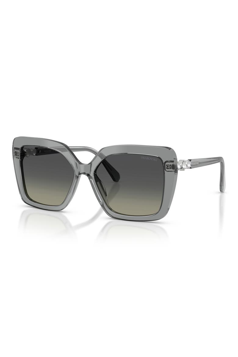 57mm Butterfly Sunglasses, Alternate, color, TRANSPARENT GREY / GREY