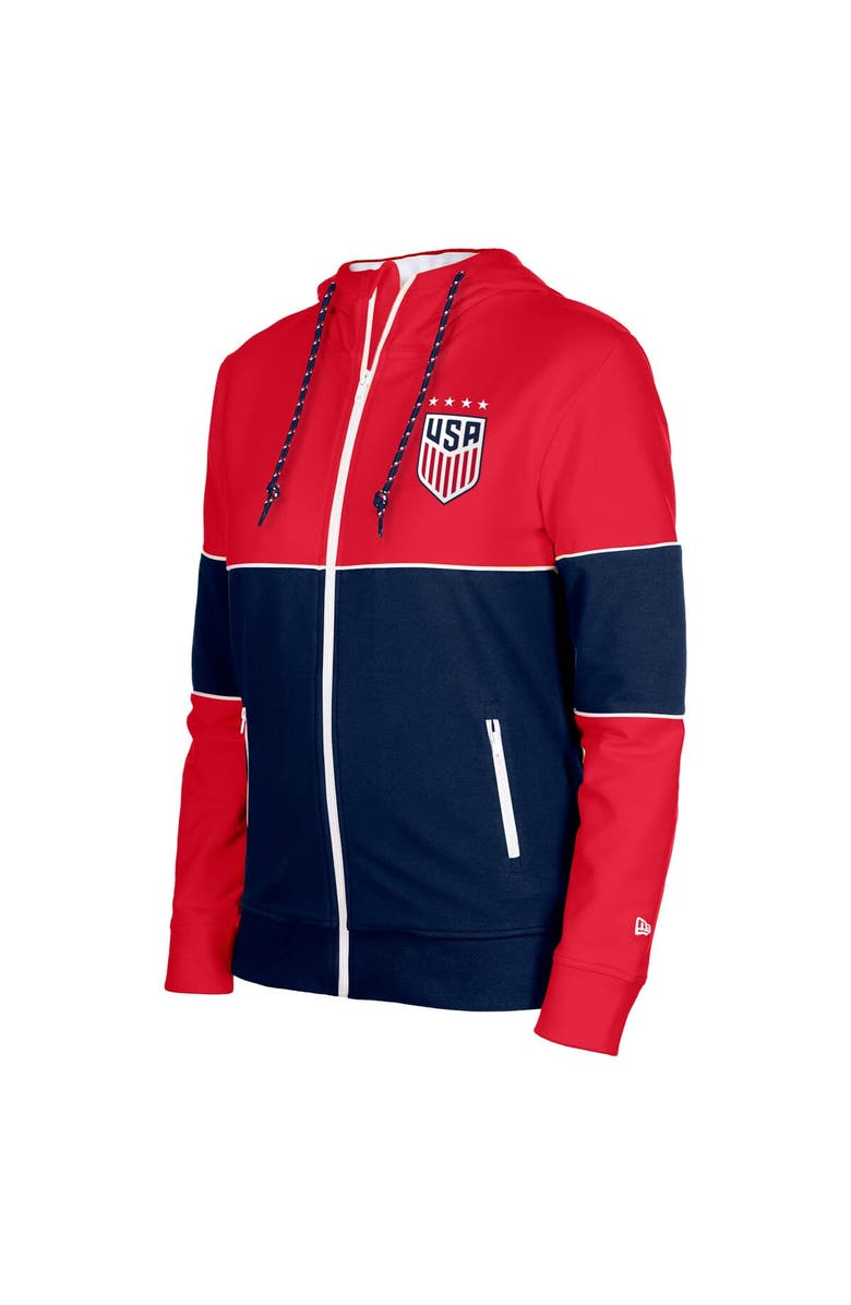 5TH AND OCEAN BY NEW ERA Women's 5th & Ocean by New Era Navy USWNT Active Stretch Fleece Full-Zip Hoodie Jacket, Alternate, color, 