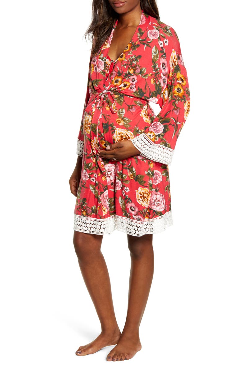 Angel Maternity Nursing/Maternity Nightgown, Robe & Baby Wrap, Main, color, 