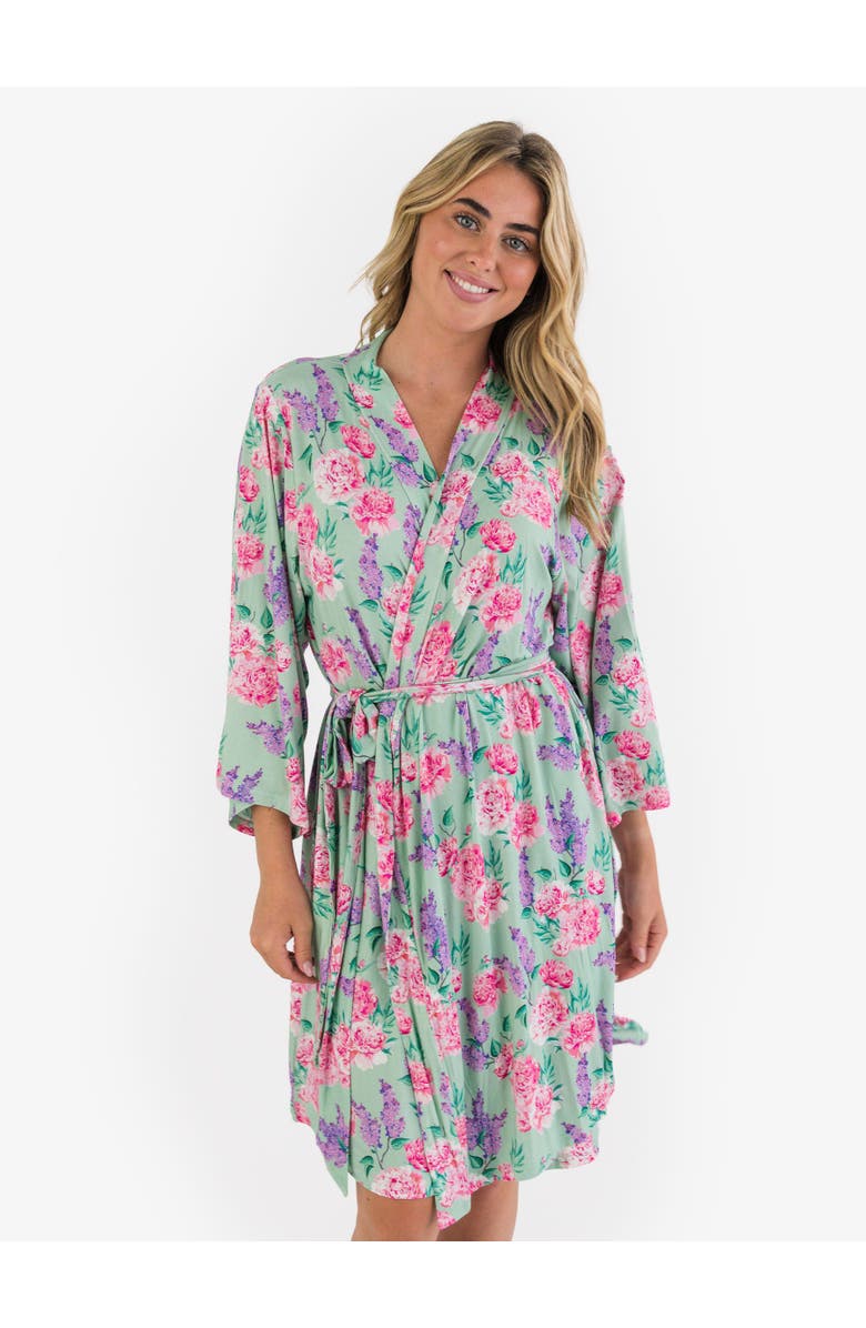 RuffleButts SoftSnooze Women's Maternity Robe, Alternate, color, Sage Garden