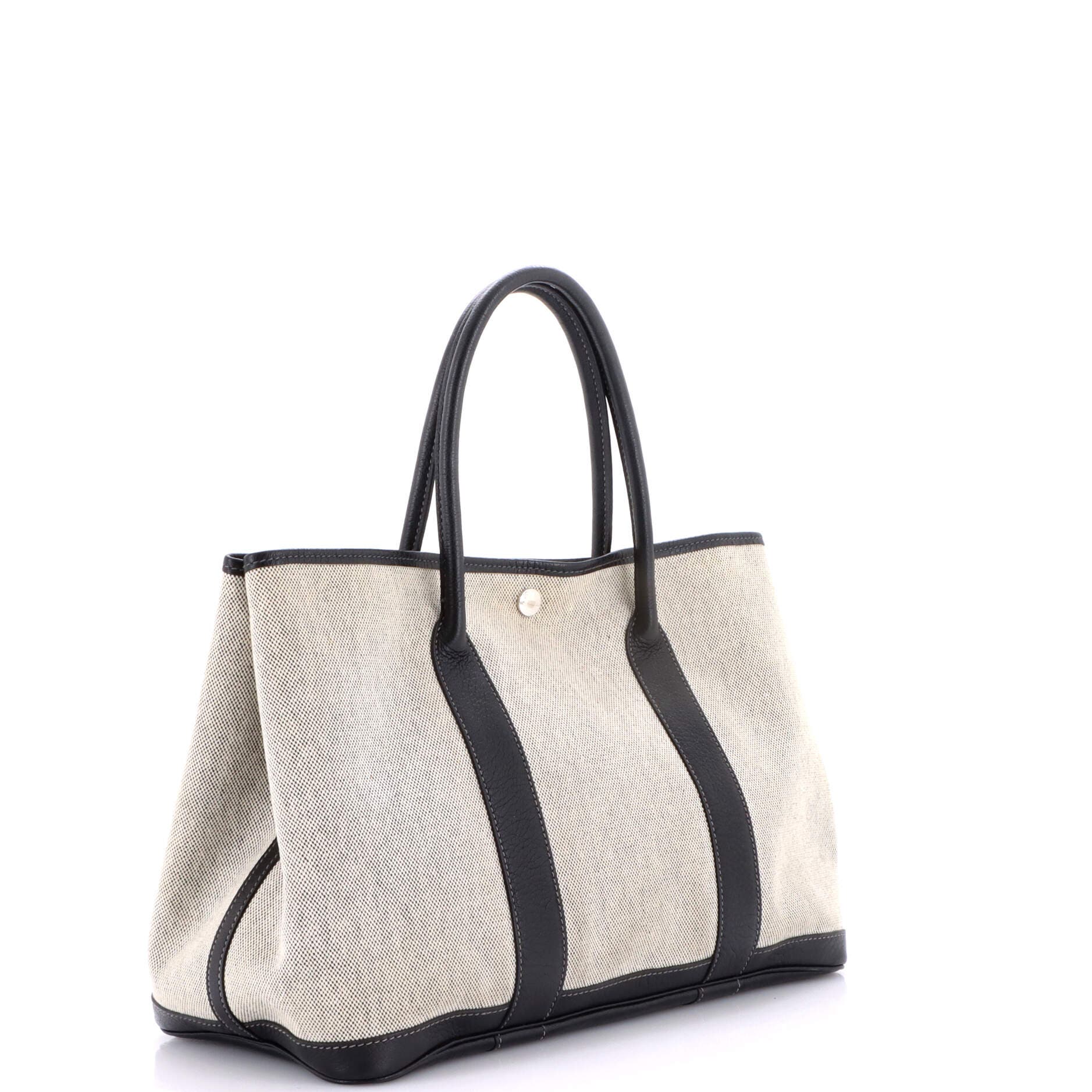 Pre-Owned Hermes Garden Party Tote Toile and Leather 36, Alternate, color, Noir
