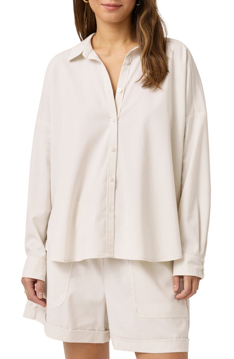 Splendid x @cellajaneblog Poplin Button-Up Shirt, Alternate, color, Pearl/White