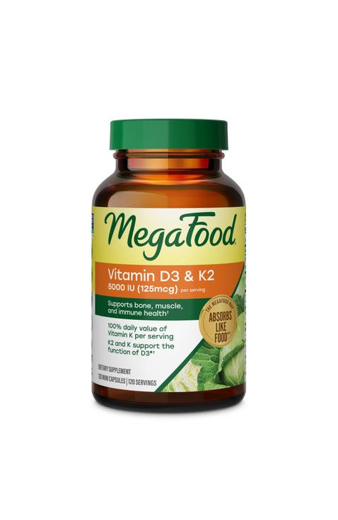 Vitamin D3 & K2 5000 IU (125 mcg), Vegetarian, Gluten Free, Non-GMO, 120 Mini Capsules