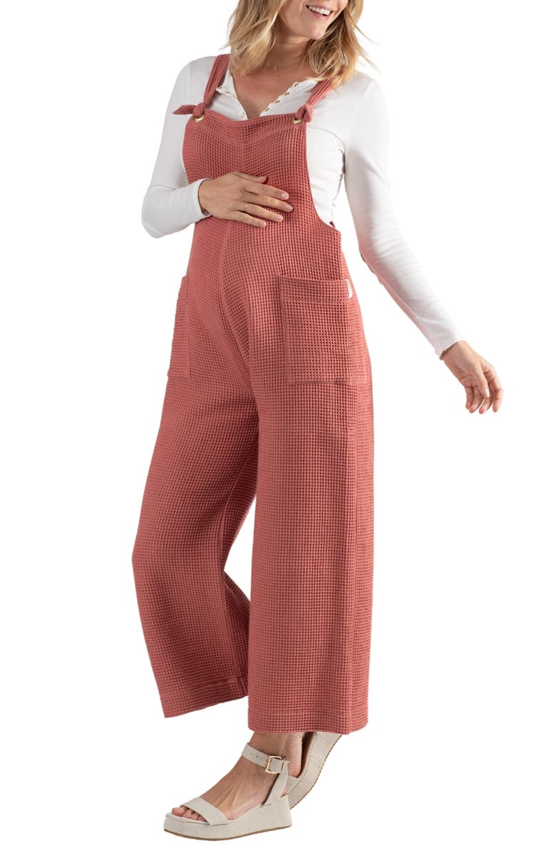 Cache Coeur Maya Organic Cotton Gauze Maternity/Nursing Jumpsuit, Main, color, Terracotta