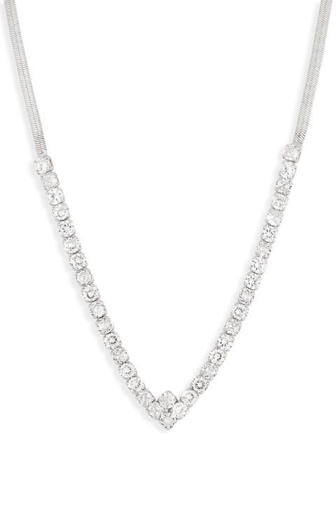 Cubic Zirconia V-Shape Collar Necklace
