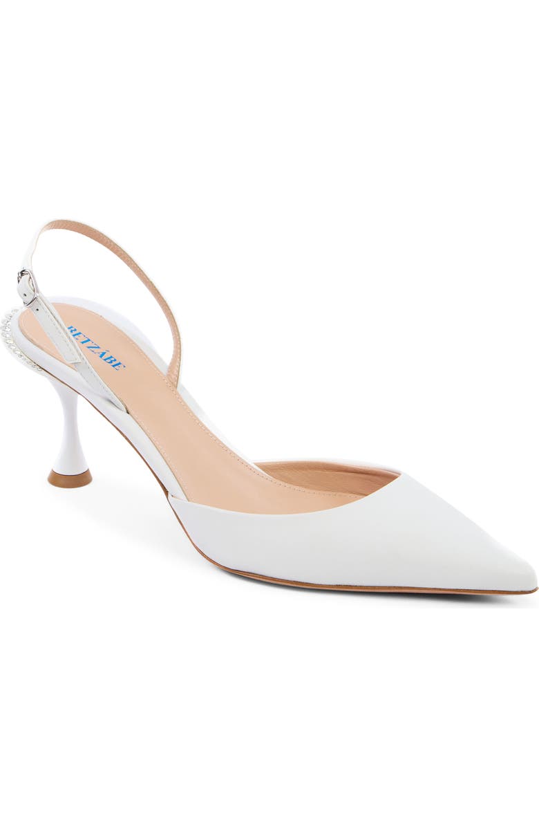 BETZÁBE Sofia Crystal Embellished Slingback Pump, Main, color, White Calf