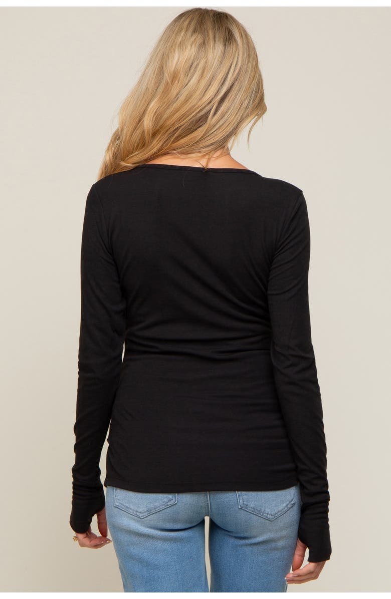 PinkBlush Button Front Long Sleeve Top, Alternate, color, Black