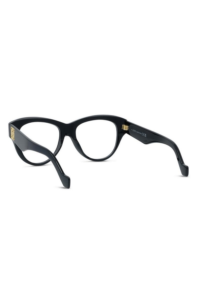 Loewe Anagram 52mm Round Optical Glasses, Alternate, color, Shiny Black