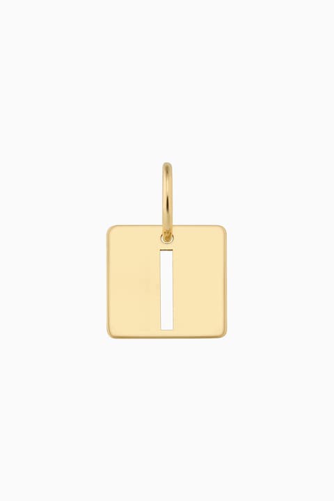 14K Yellow Gold Initial Tile Pendant Charm