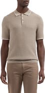 Bugatchi Basket Stitch Cotton Blend Polo Sweater
