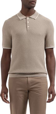Bugatchi Basket Stitch Cotton Blend Polo Sweater