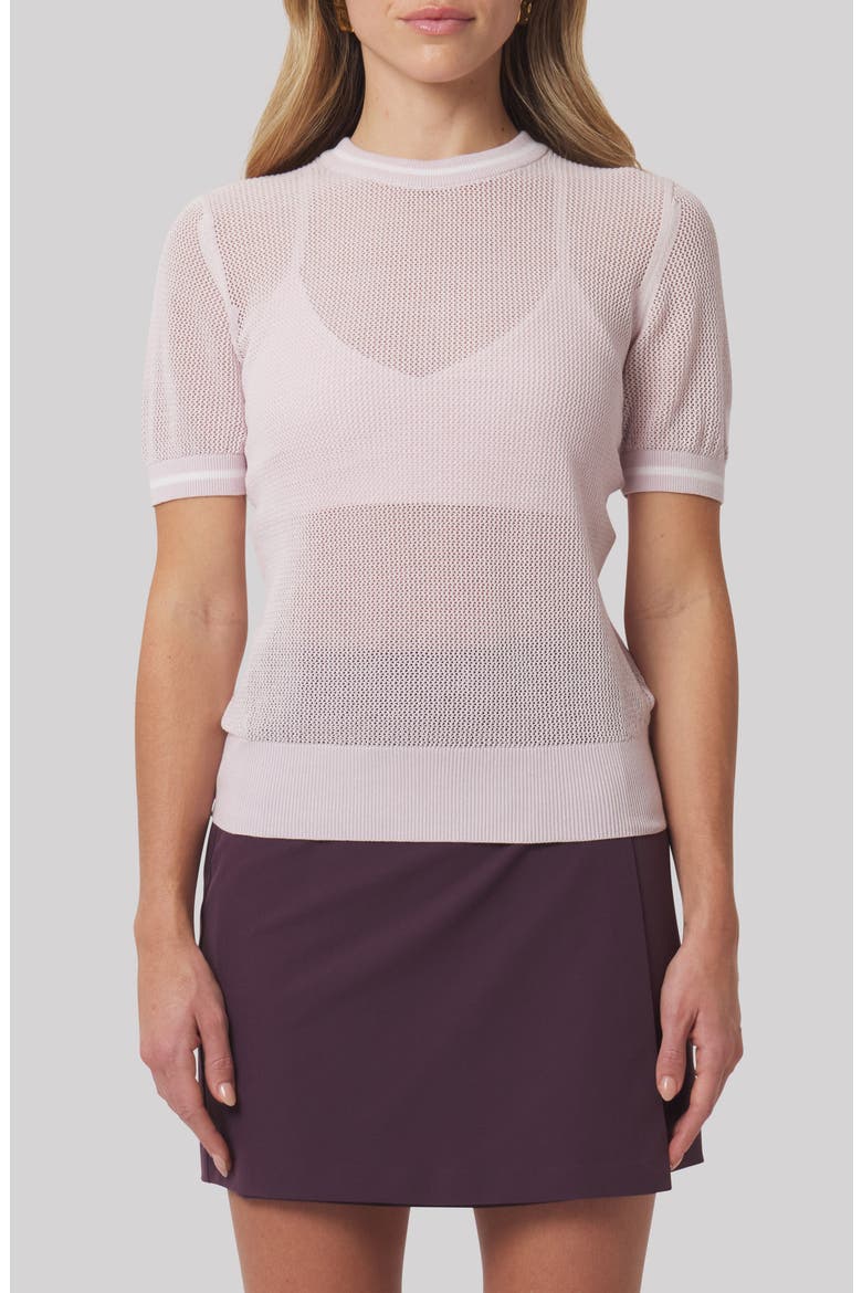 Sydney Cotton Mesh Golf T-Shirt, Main, color, PETAL PINK/ WHITE
