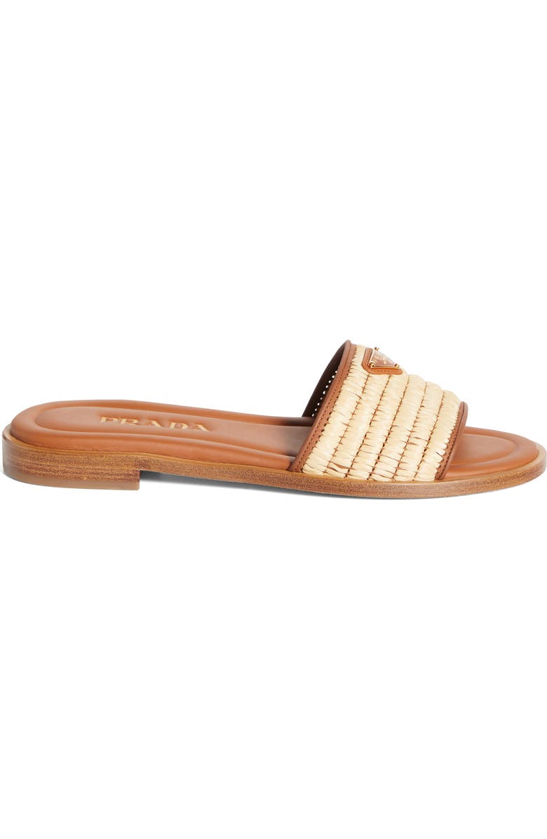 Prada Raffia Slide Sandal, Alternate, color, Naturale