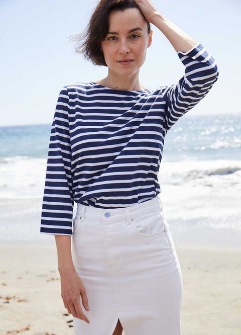 GALATHEE II - ¾ Sleeve Breton Striped Top