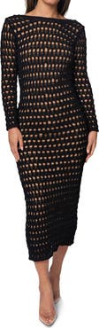 JLUXLABEL Serene Wonders Open Stitch Long Sleeve Dress