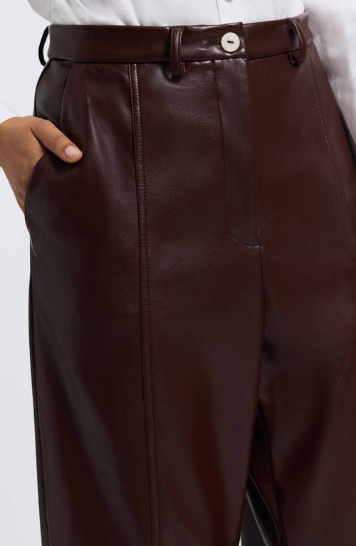 Foxcroft Ciara Wide Leg Faux Leather Pants In Brown