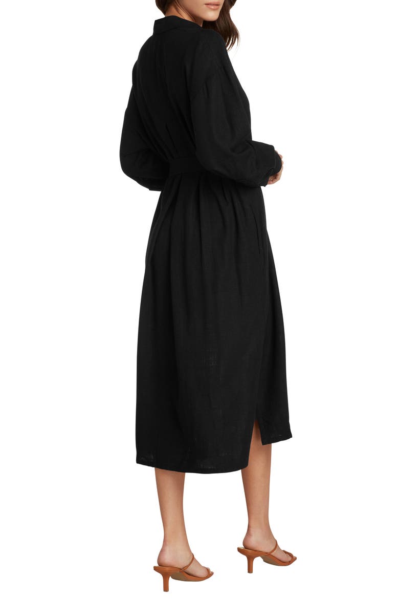 Willow Nadine Popover Long Sleeve Midi Shirtdress, Alternate, color, BLACK