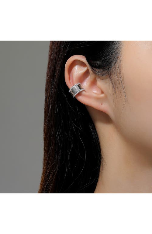 Lafonn Single Polished Pavé Simulated Diamond Ear Cuff In Silver