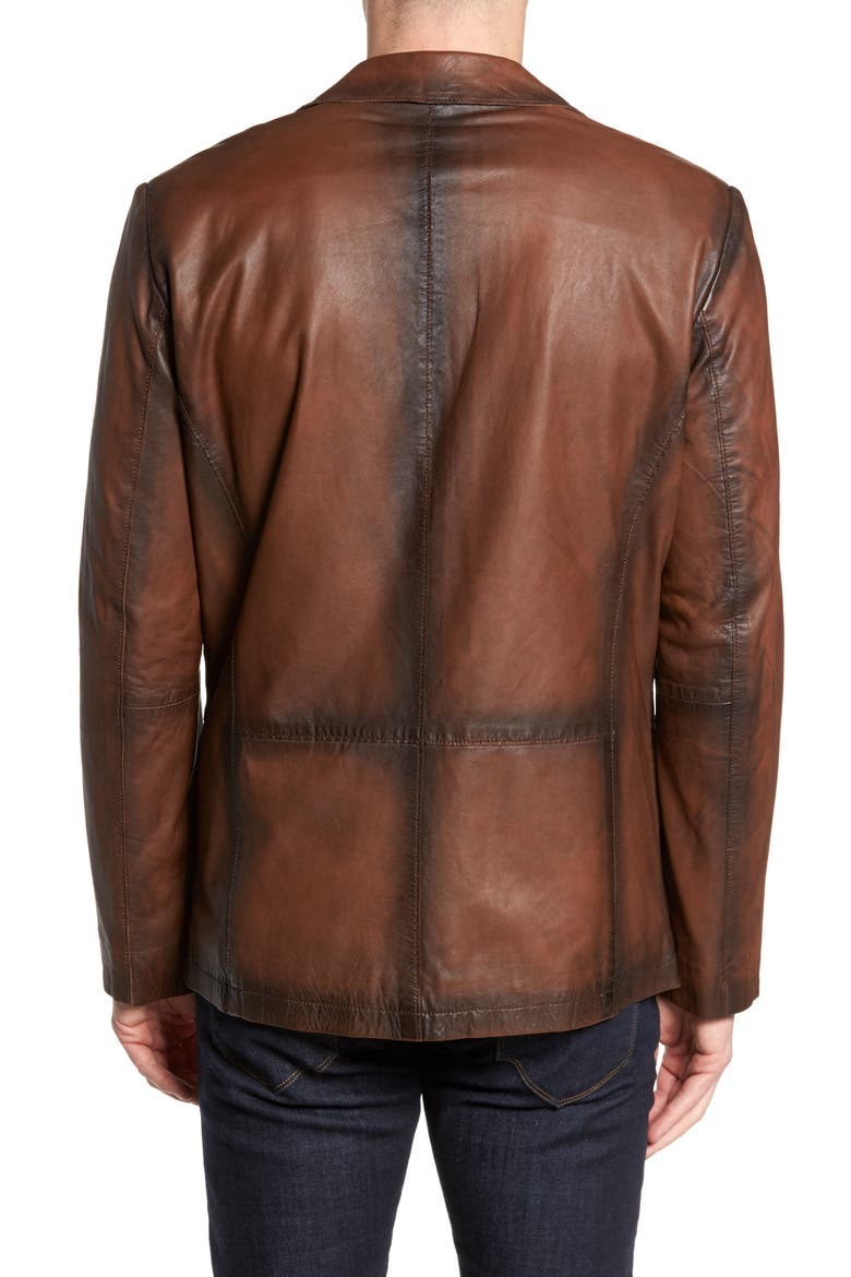 Vintage Leather Blazer, Alternate, color, BROWN