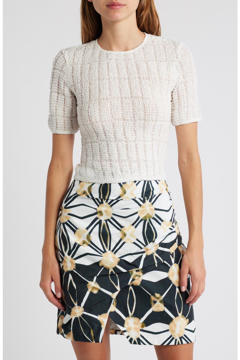 Janet Texture Puff Sleeve Crop Top, Main, color, WHITE