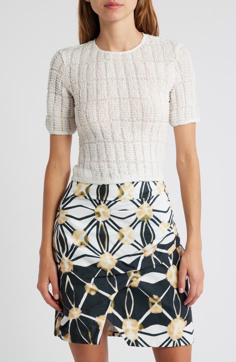 Janet Texture Puff Sleeve Crop Top