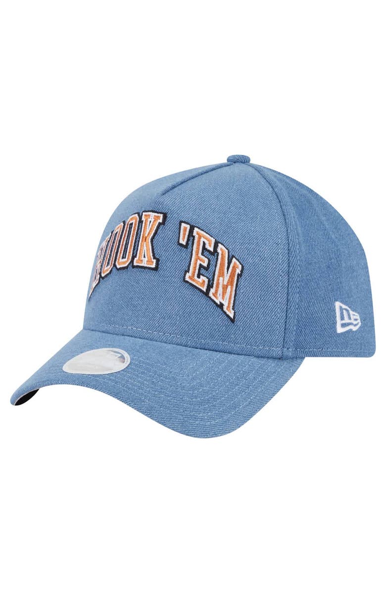 New Era Women's New Era Denim Texas Longhorns A-Frame 9FORTY Adjustable Hat, Main, color, 