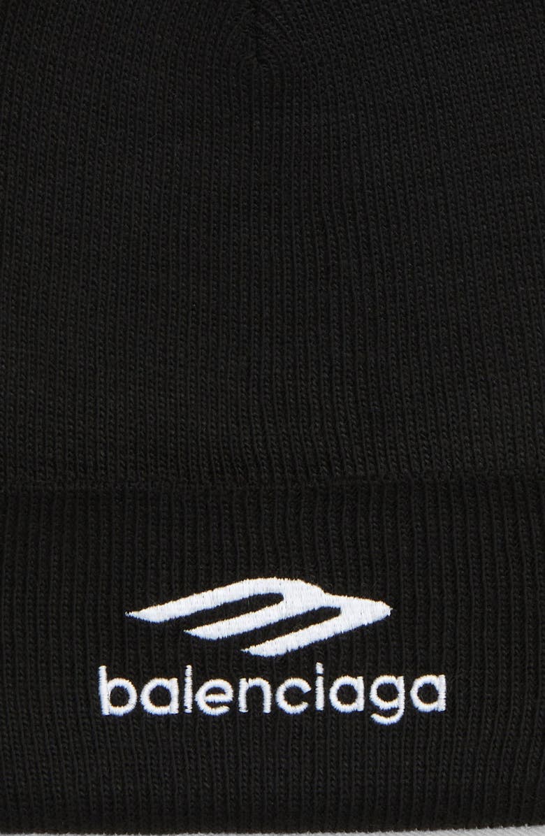 Balenciaga 3B Logo Rib Beanie, Alternate, color,