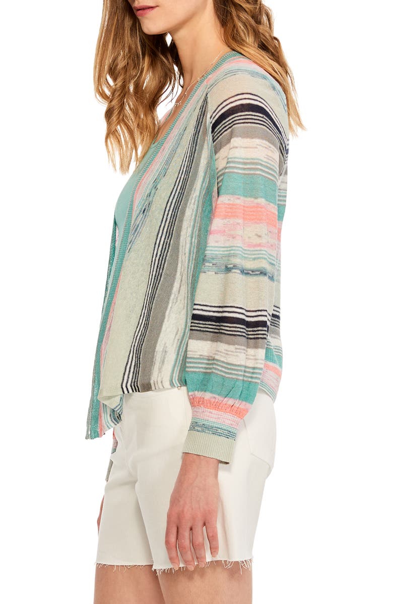 NIC+ZOE Stripe Space Dye Linen Blend Cardigan, Alternate, color, 