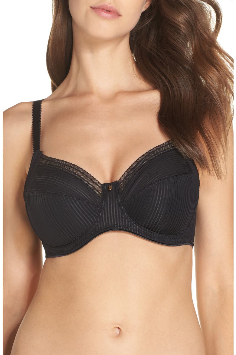 Fusion Underwire Side Support Bra, Main, color, BLACK