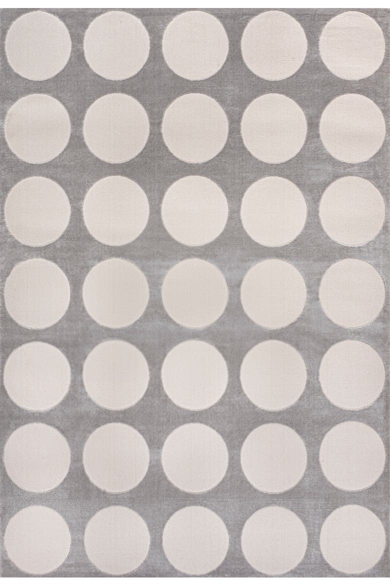 Adrian Modern Geometric Circle Dot High-Low Area Rug, Main, color, Light Gray/Cream