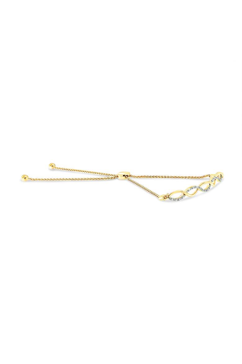 Silver Diamond Infinity Twist Bolo Bracelet, Alternate, color, Yellow Gold over Silver