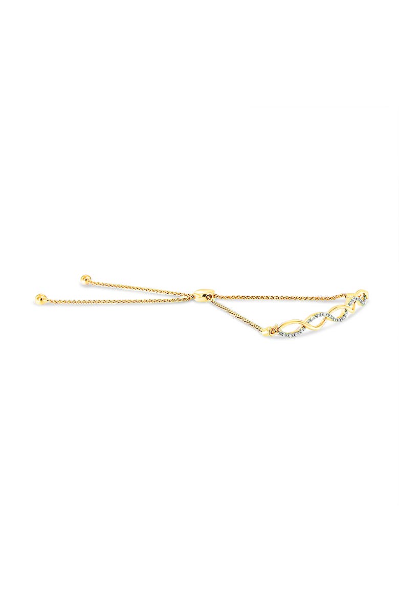 Haus of Brilliance Silver Diamond Infinity Twist Bolo Bracelet, Alternate, color, Yellow Gold Over Silver