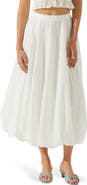 ASTR the Label Kissel Embroidered Eyelet Bubble Hem Cotton Midi Skirt
