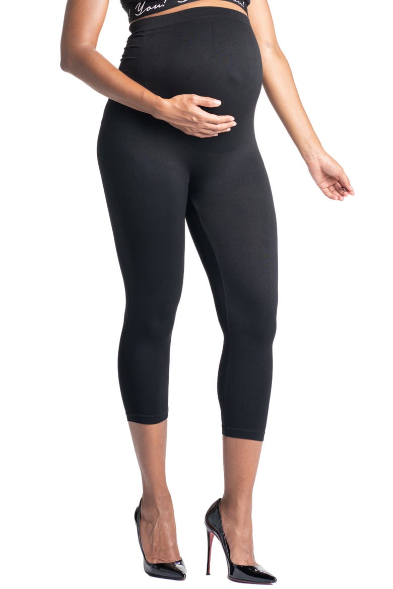 Mom's Night Out Maternity Crop Leggings, Main, color, BLACK