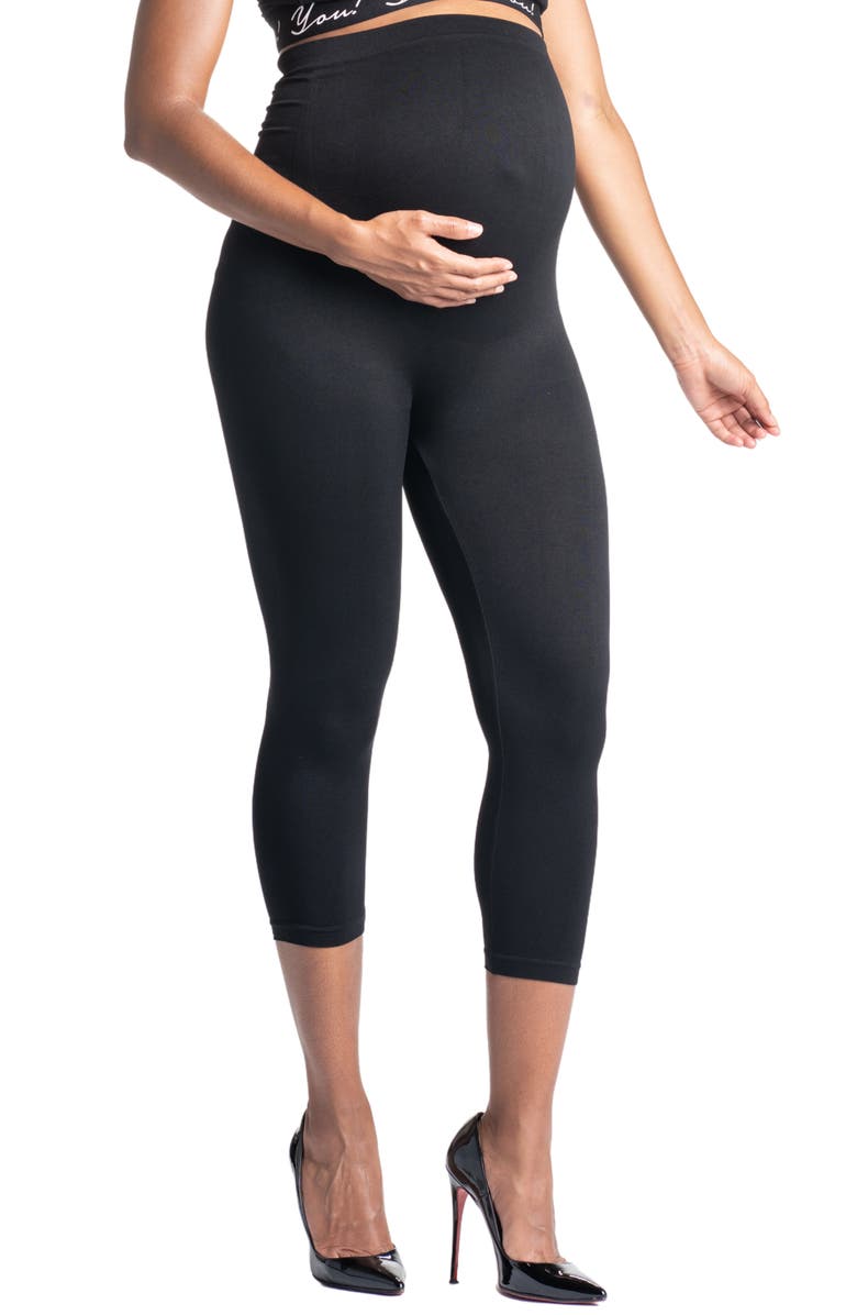 Preggo Leggings Mom's Night Out Maternity Crop Leggings, Main, color, Black